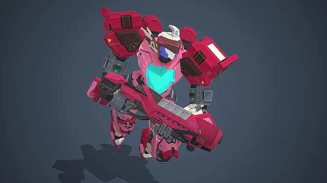 重装机甲  二次元机甲  科幻风格  粉色装甲
