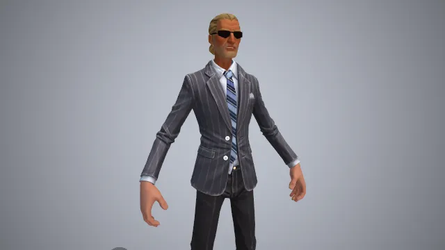 穿西装戴着墨镜，头发梳成背头的男人