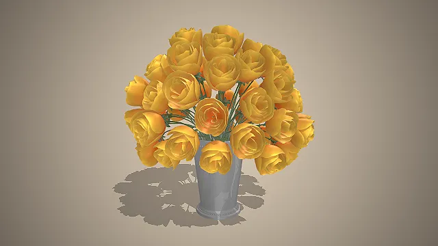 复古陶瓷花瓶  饱满黄色毛茛  法式田园  高饱和暖黄