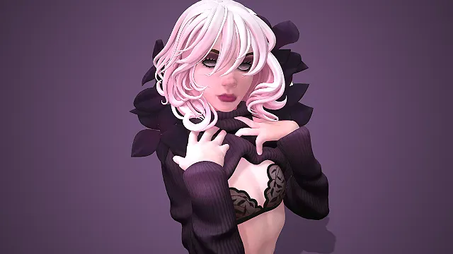 粉白卷发  暗黑系  清冷气质  女性角色