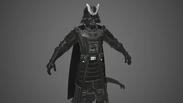 黑武士装甲  甲胄   日式  银色弯月  金属质感  科幻