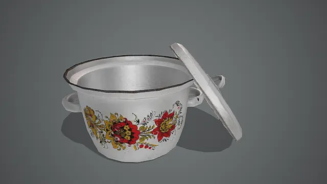 民俗彩绘搪瓷锅模型