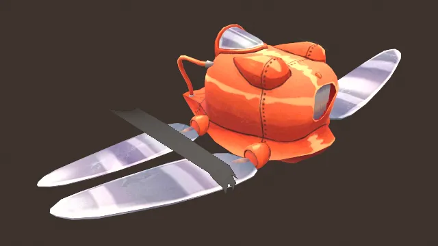 卡通风格化飞鸟机捕鸟器幻想飞机动画