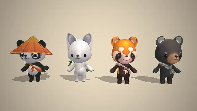 熊科动物  Q版卡通  萌系  国风元素  拟人化