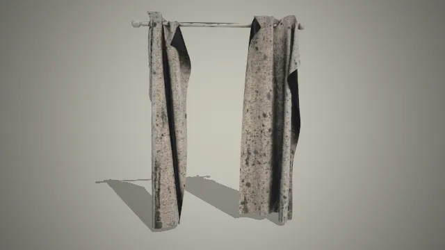 悬挂窗帘  做旧布料  纹理贴图  磨损质感  场景道具