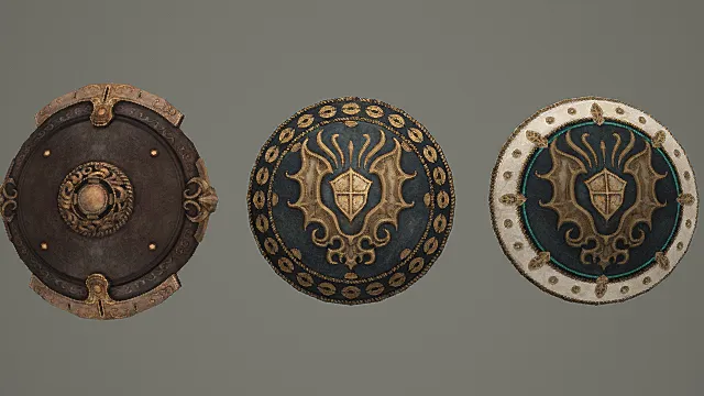 圣邪诡纹圆盾套装游戏武器3D模型 