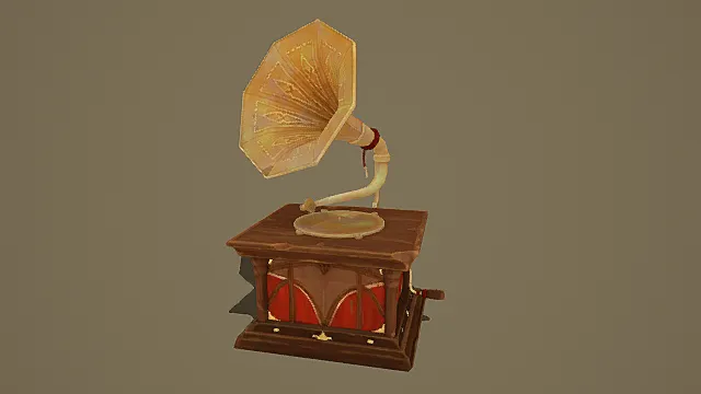 卡通风格复古装饰留声机3D模型