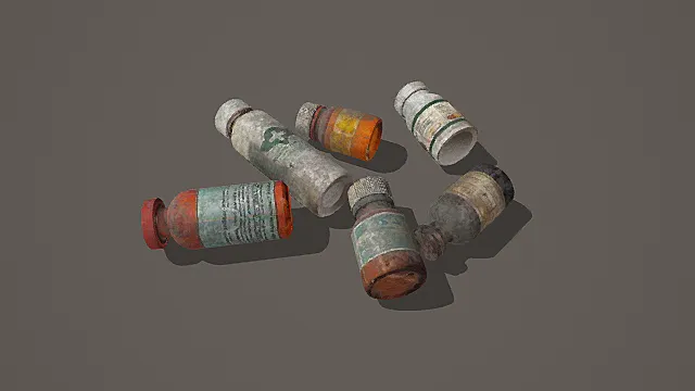 末日空药剂瓶散落组合3D模型