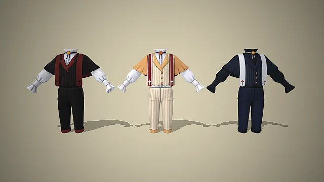 复古执事服  收腰马甲  分层袖  泡泡袖