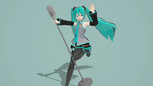 3D卡通风格虚拟歌手角色模型，创意设计（3D角色、卡通风格、动漫风，角色设计主题）