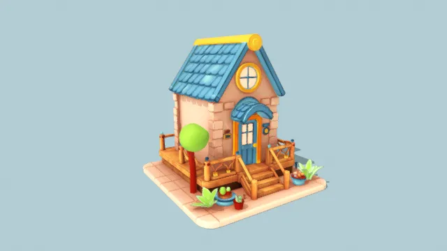 卡通房子 别墅 小屋模型 小木屋低模