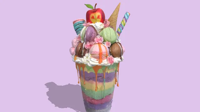 闪耀之心冰淇淋球苹果样的糖果甜品食物