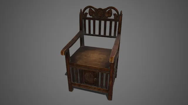 复古风格  实木扶手椅  深棕木质  花叶纹雕花  金属小锁扣  古典美学  储物柜