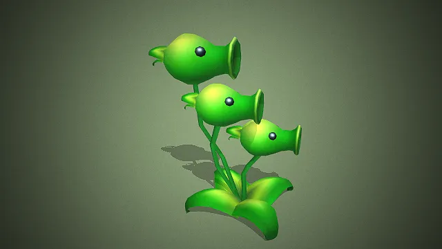 《植物大战僵尸》里 “三重射手” 的3D模型