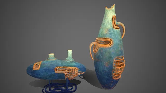 艺术风格  异形器皿  釉面  斑驳质感  曲线镂空装饰  扭曲把手  装饰性与设计感  