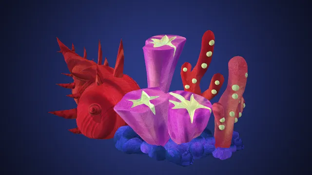 奇幻深海生物群落模型  多彩珊瑚形态  