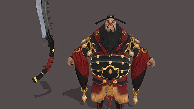 国风猛将风格男性角色模型