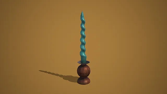 复古青绿色螺旋蜡烛配木质烛台装饰摆件