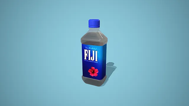 卡通风格斐济天然矿泉水 3D 低多边形饮品场景装饰模型