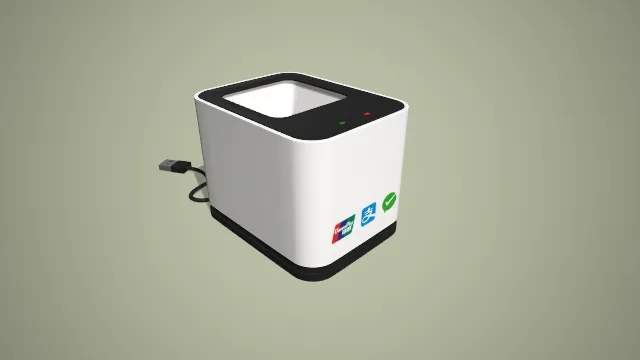 写实风格带指示灯多支付标识扫码盒 3D 商用收银道具模型