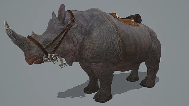 写实冒险风格骑乘犀牛模型 
