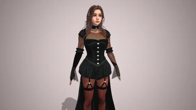 女生  黑裙子  丝袜  长发  靴子