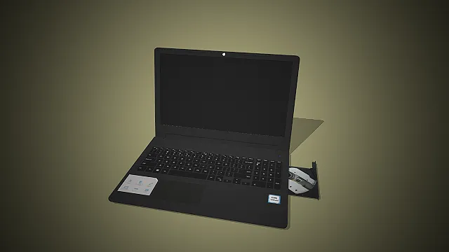 一个全黑配色的笔记本电脑3D模型