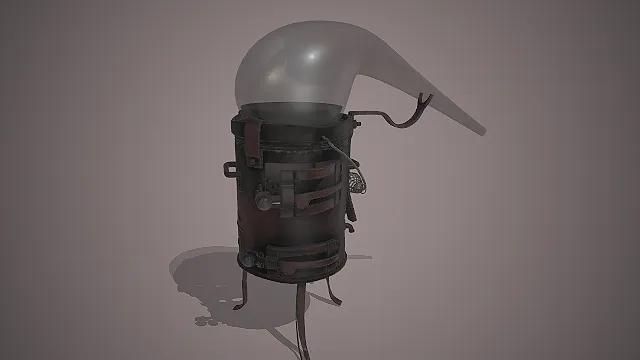 一个蒸汽朋克风格的3D复古实验蒸馏器模型