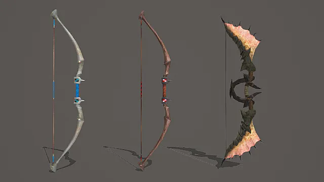 元素邪异弓箭套装游戏武器3D模型 