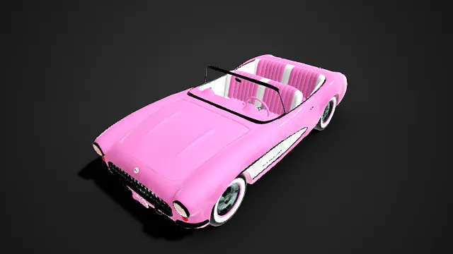 敞篷跑车  复古  雪佛兰  粉白撞色  芭比风  双座软包座椅  甜美时尚