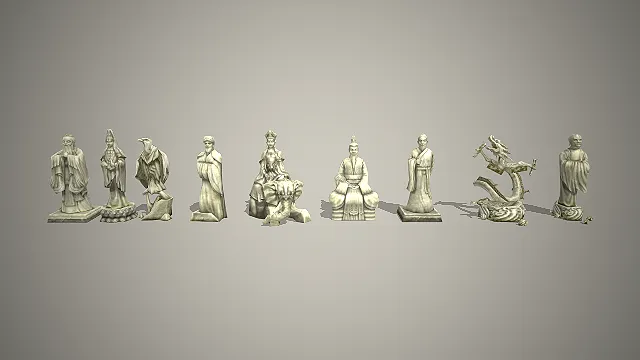 中式石雕造像  国风神像  石质做旧  历史名人