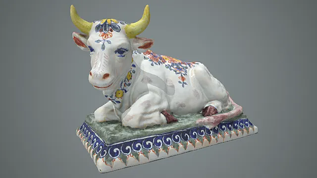 欧式民俗风格彩绘卧牛摆件 3D 模型