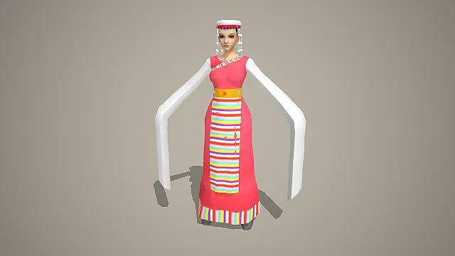 藏族水袖舞传统服饰女性角色 3D 模型