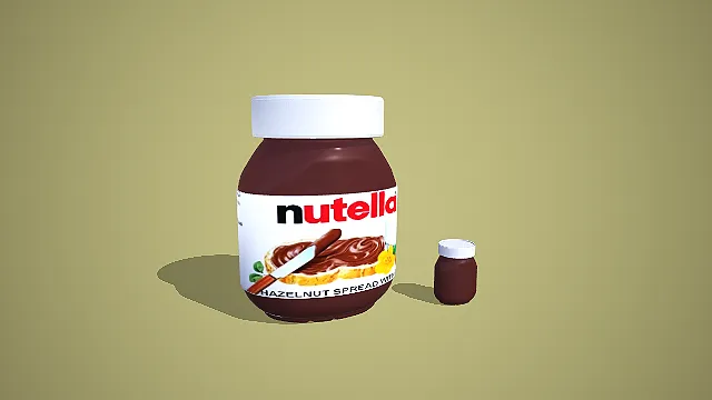 大小两款能多益榛子酱玻璃瓶模型