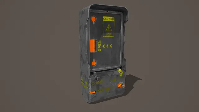 3D卡通风格工业电箱模型，创意设计（3D设备、卡通风格、硬核工业风，工业设计主题）