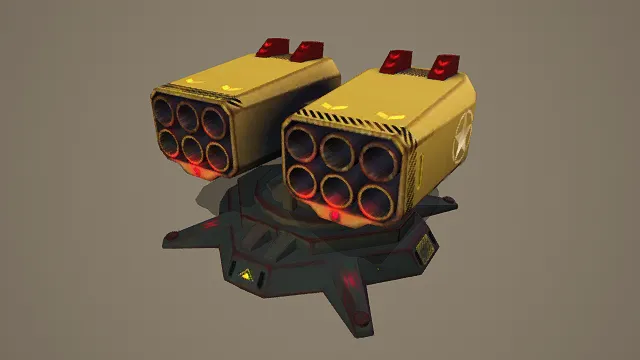 军事风格双联导弹发射塔3D模型