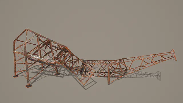 废土风格锈蚀破损铁塔3D模型
