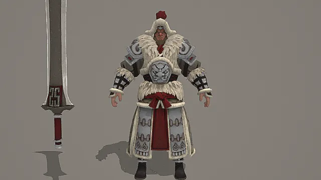 古风雪原武将带武器3D模型