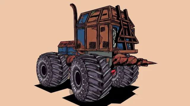 卡通风格化手绘卡车汽车模型