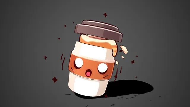 拟人化  咖啡杯  神情慌张  软萌可爱  趣味与萌感  卡通形象  情绪