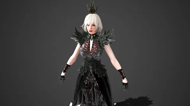 暗黑女王  黑羽天使  堕落女神  银白色短发  皇冠  紧身皮衣  哥特式  黑暗美学