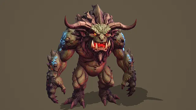 奇幻风格巨角 Troll 怪兽3D模型
