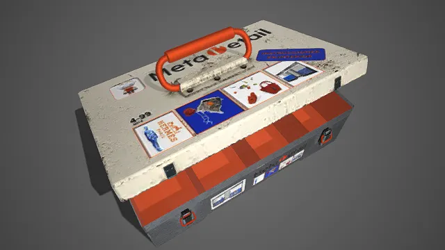 MetaDetail 品牌  工具箱  磨损质感  金属提手  复古  卡通形象贴画