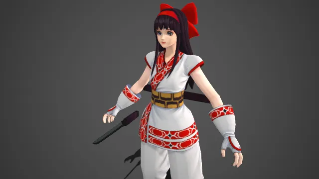 日式和风  黑长直  大红蝴蝶结  少女灵动  红白主色调  武士刀  