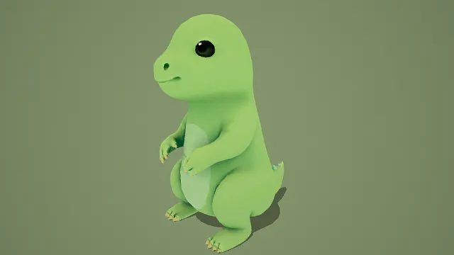 3D卡通风萌系小恐龙模型，创意设计（3D萌系小恐龙、卡通风格、可爱治愈、萌系主题、生物设计感）