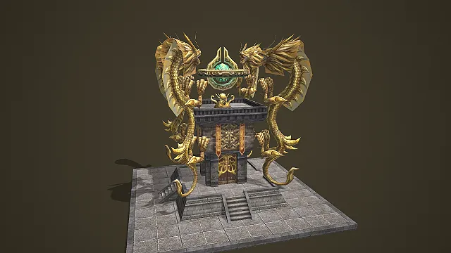 金鳞群龙配灵珠的中式玄幻圣坛建筑 3D 场景模型