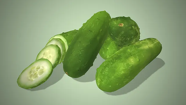 一个写实风格的适合用于厨房场景的3D黄瓜模型