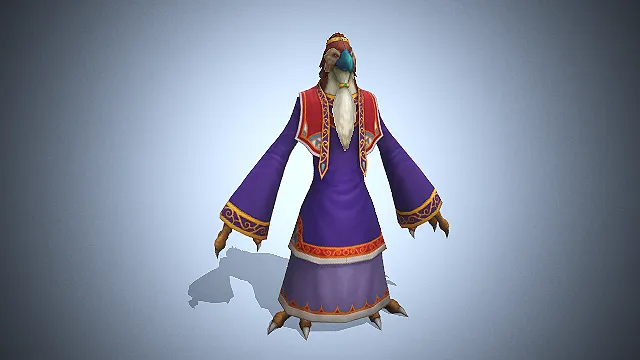 鹰首魔物  紫纹华服造型  尖爪利趾  鸟首人身形态