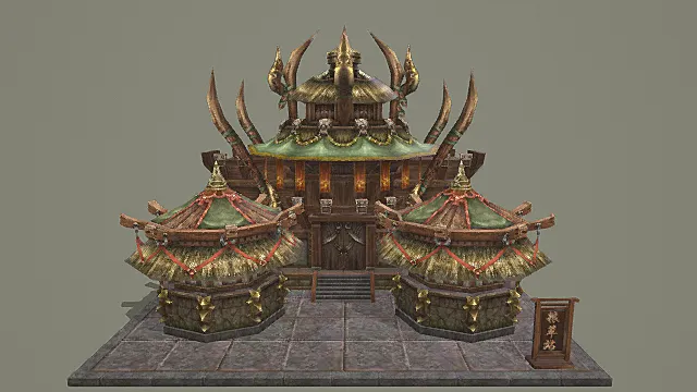 奇幻部落风格“粮草站”建筑3D模型