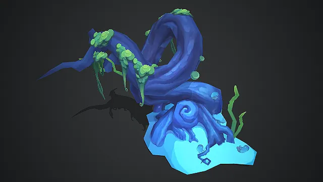 魔幻长满苔藓的雪原枯木